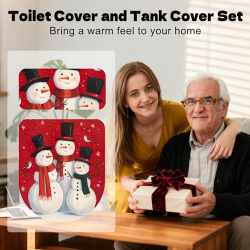 Christmas Toilet Lid Cover, Washable Bathroom Accessory O828