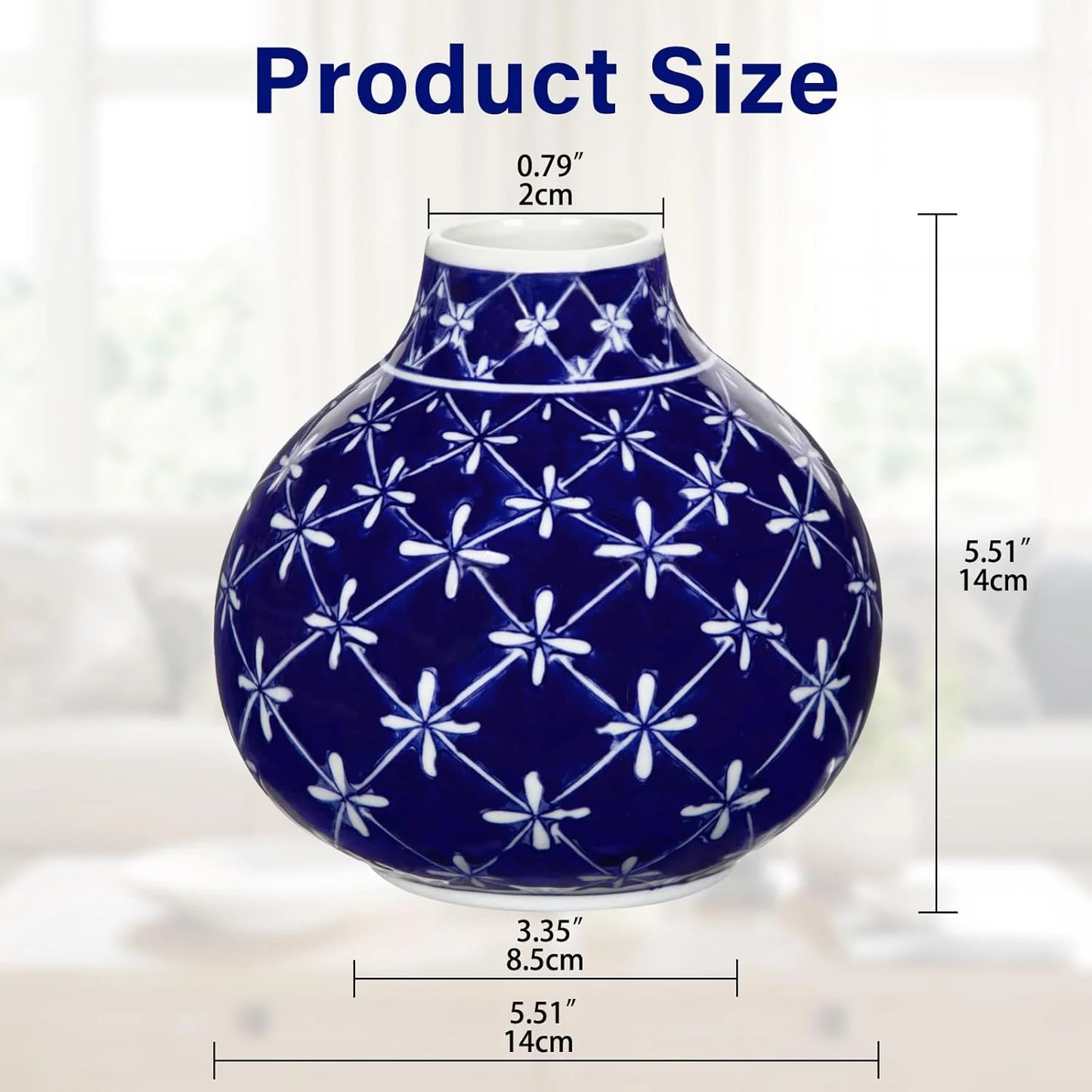 Blue and White Porcelain Ceramic Vases F7612