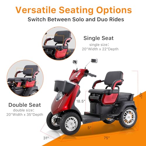 Heavy-Duty 4-Wheel Mobility Scooter for Seniors, 500 lbs Capacity, 3-Speed Mode C58154