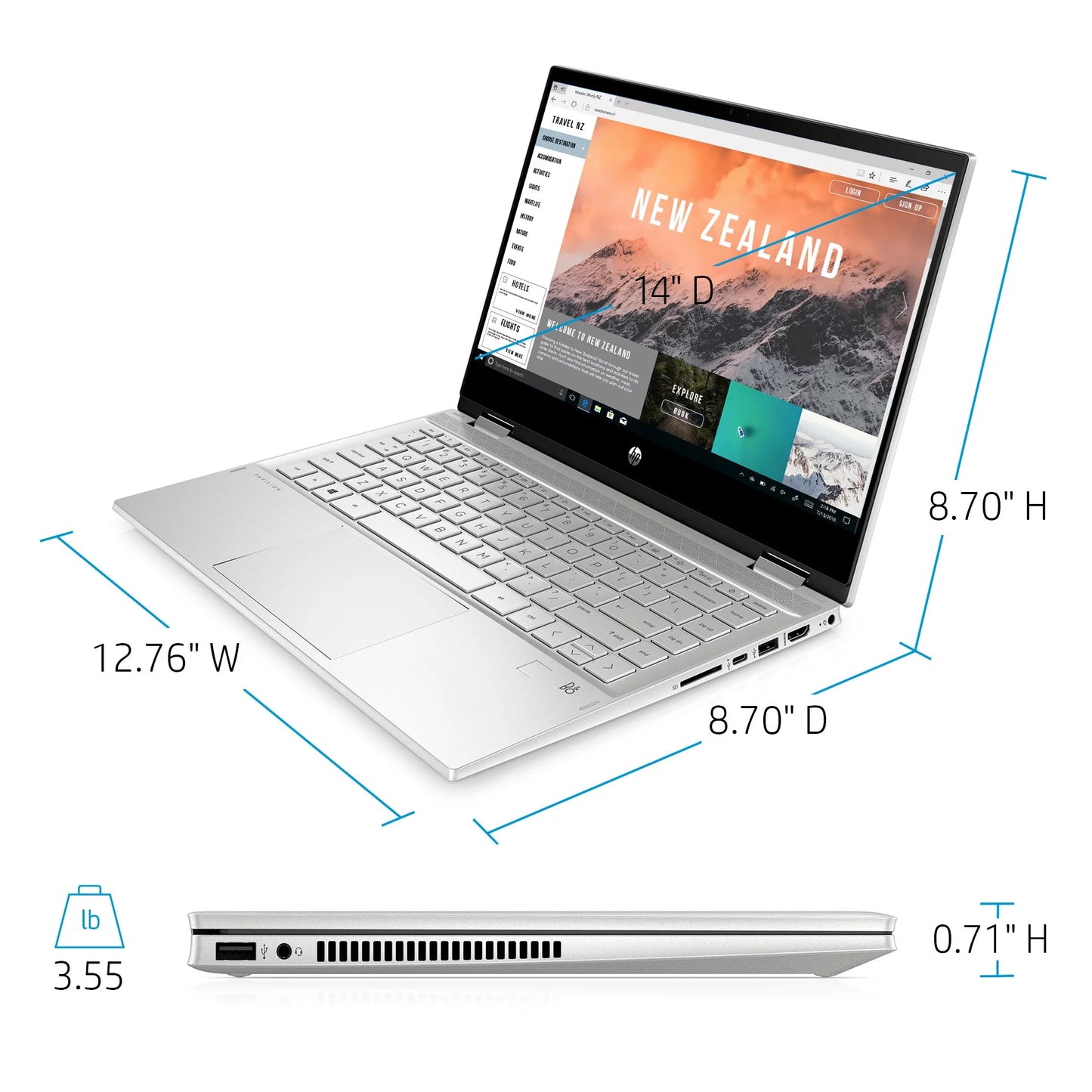 14" FHD Touch x360 Laptop, Intel Core i5, 8GB RAM, 256GB SSD, Silver R59255