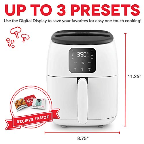 Electric Air Fryer Oven, 2.6 Qt., Grey, Compact Digital, 1000-Watt O882