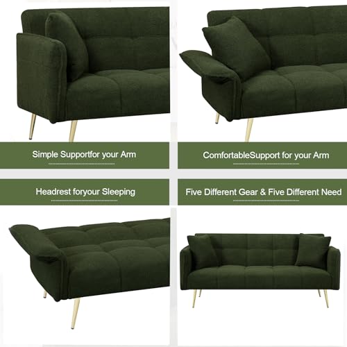 Teddy Futon Sofa Bed with Convertible Backrest and Memory Foam T218