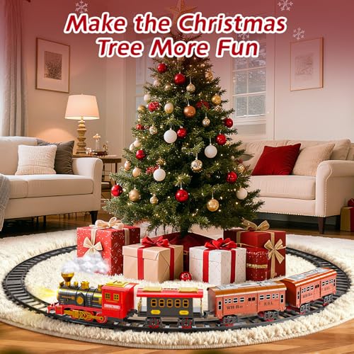 Electric Train Set for Kids with Smoke, Light and Sound, DIY Track Building Toy V61635