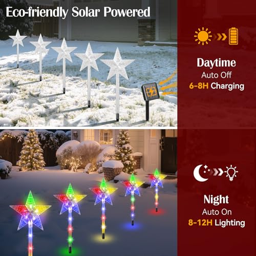 Solar Walkway Lights Outdoor, 8 Pack Candy Cane Christmas Decorations P5544