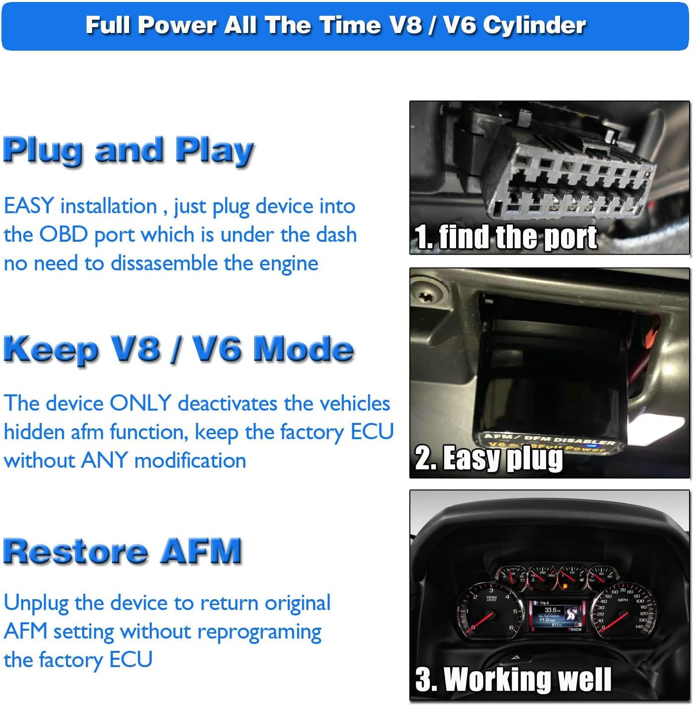 AFM DFM Disabler Device for GM V6 V8 Trucks A8395