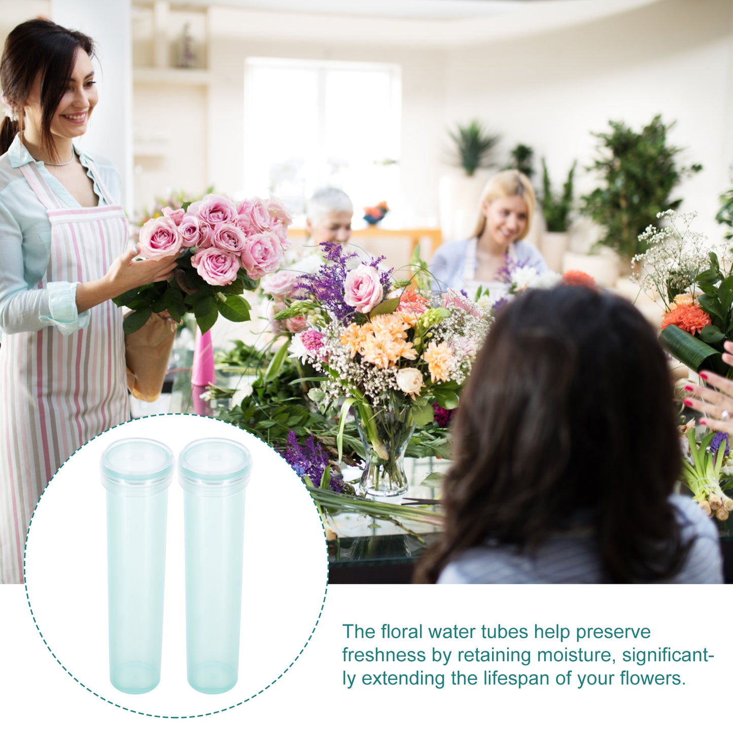 100 Pcs Water Tubes for Flowers Floral Vases Light Green I851