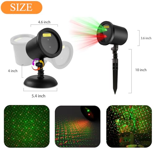 Outdoor Laser Projector Lights for Christmas, Red & Green Stars U46485