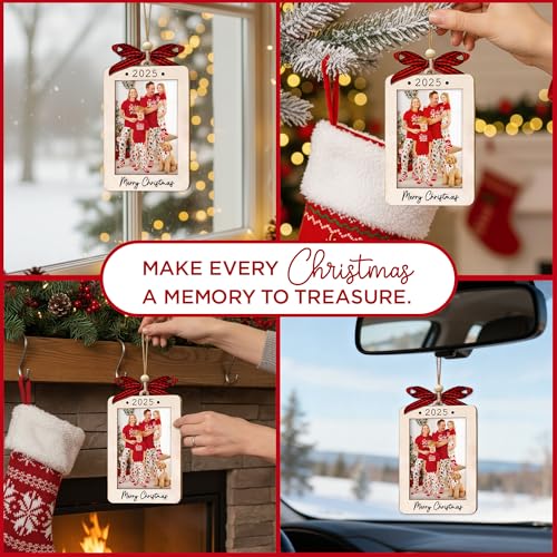Christmas Ornament Picture Frame - Wooden Landscape Photo Frame for Tree U75225