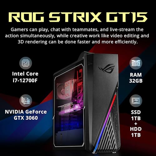 Gaming Desktop, Intel Core i7-12700F, 32GB RAM, 1TB SSD + 1TB HDD, RTX 3060, Windows 11 Pro I5514
