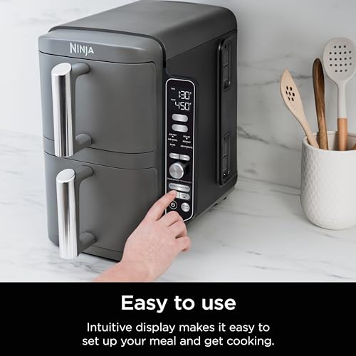 Air Fryer, 8 QT DoubleStack 2-Basket, 6-in-1, Roast & Bake, Dishwasher Safe N927