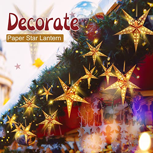 Christmas Paper Star Lanterns with LED Lights Hanging Decor W2538