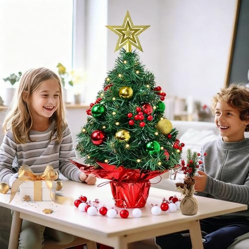 Tabletop Christmas Tree with LED Lights, 22-Inch Pre-Decorated Artificial Tree I848860