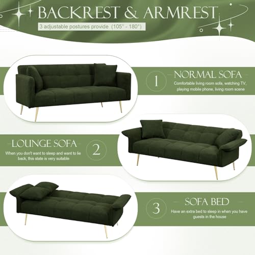 Teddy Futon Sofa Bed with Convertible Backrest and Memory Foam T218