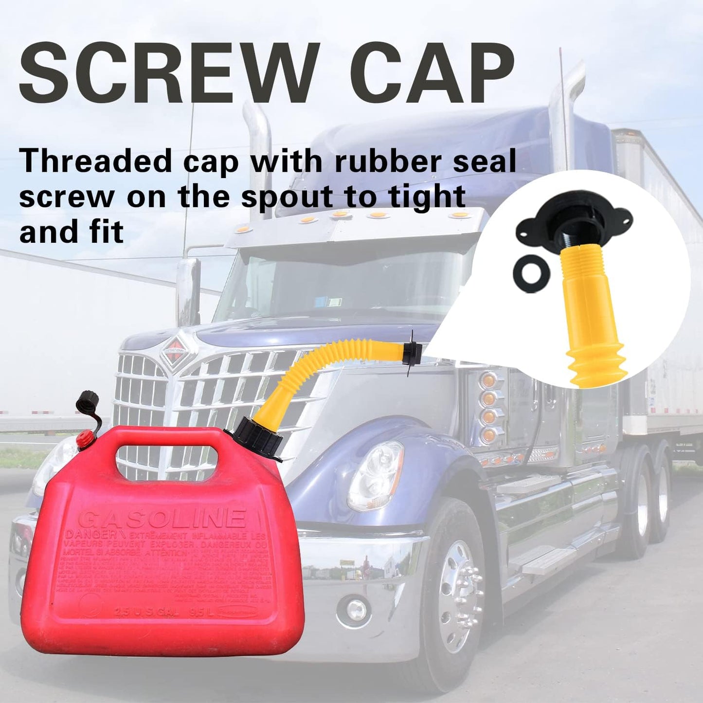 Flexible Gas Can Spout Replacement with Coarse and Fine Thread Caps G2613
