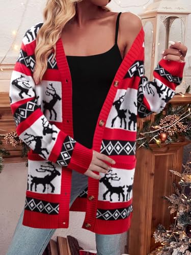 Funny Christmas Cardigan for Women Open Front Knit Coat U698