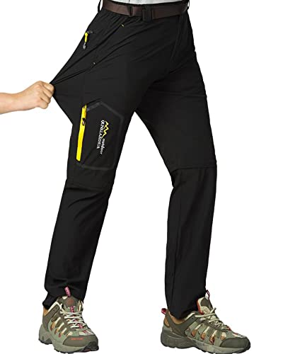 Mens Hiking Stretch Pants Convertible Quick Dry Lightweight Zip Off Outdoor Travel Safari Pants