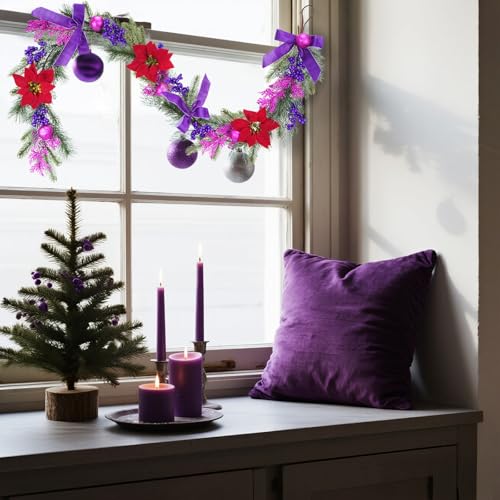 6.6 ft Christmas Garland with Faux Cedar and Glitter Berry H2007