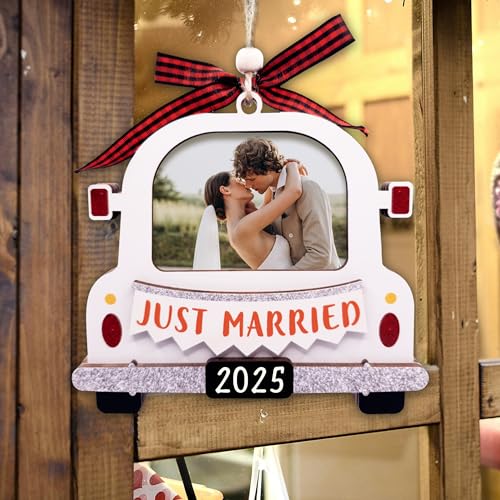 Christmas Ornament Picture Frame - Wooden Landscape Photo Frame for Tree U75225