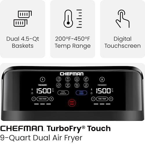 6 Quart Dual Basket Air Fryer with Digital Touchscreen D53063