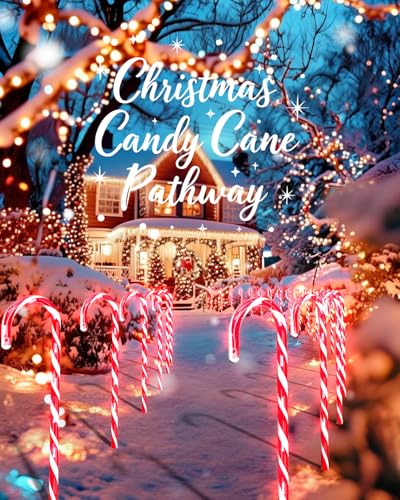 24 Pack Solar Christmas Candy Cane Lights Outdoor Pathway Decorations with 168 Warm Lights K364
