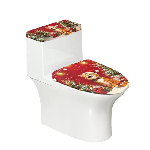 Christmas Toilet Lid and Tank Cover Set for Bathroom Decor Q334993