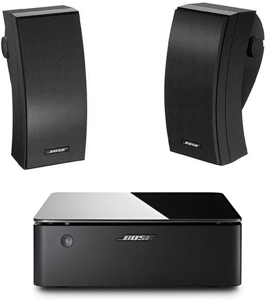 251 Outdoor Environmental Speakers (Pair), Black with Music Amplifier