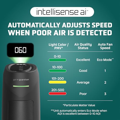 Air Purifier with HEPA Filter for Large Rooms, Removes Smoke, Pet Dander, Pollen, and Odors E469