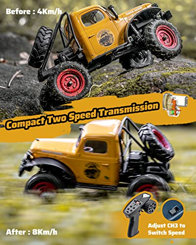 1/24 Remote Control Rock Crawler 4WD Two-Speed with Metal Gears, Yellow N161431