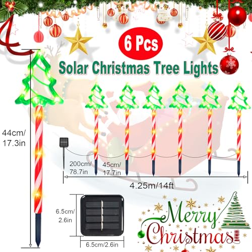 Solar Christmas Pathway Lights, 8 Modes Waterproof LED Garden Stake Lights, 6 Pack G829