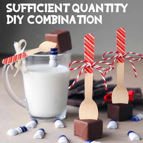 100 Set Christmas Wooden Spoons for Hot Cocoa, Chocolate, and Baking A7471