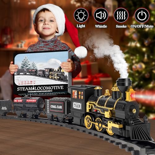 Christmas Train Set with Steam, Lights and Sounds for Kids R63523