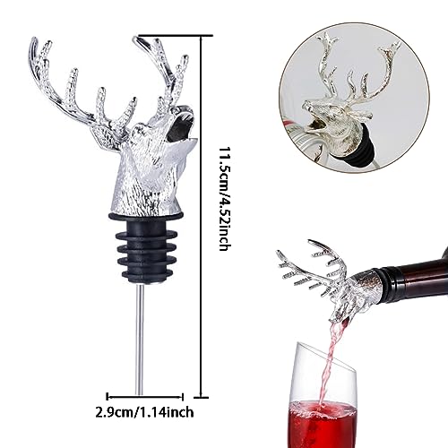 Zinc Alloy Deer Head Liquor Bottle Pourer with Silicone Stopper D19994