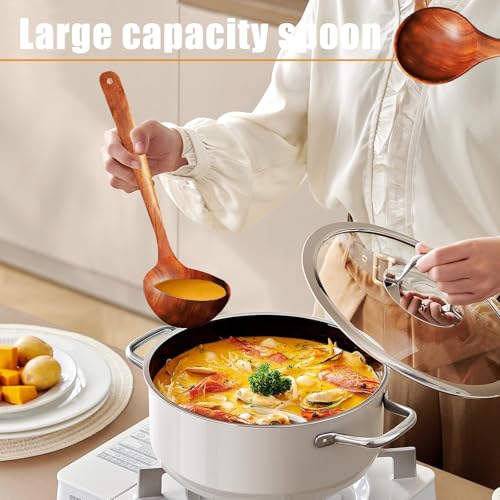Christmas Wooden Spoons for Cooking, 10 Pcs Natural Teak Kitchen Utensils Set S557967