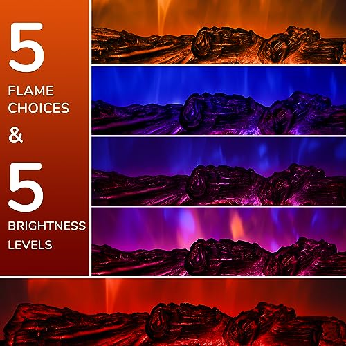 Electric Fireplace Logs 20-Inch with Remote, Adjustable Flame Colors, Timer, 1500W I334751