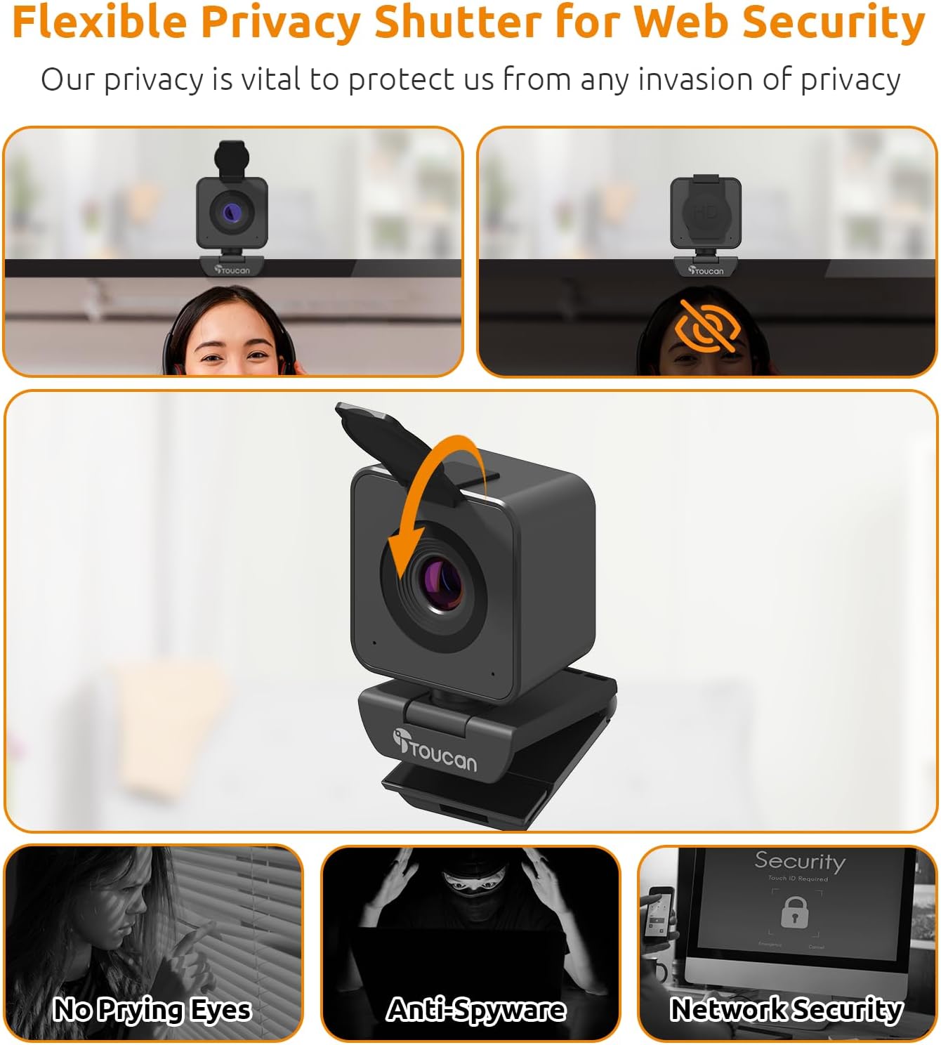Webcam with Microphone, Stereo Audio, 115° View, USB Plug and Play A654