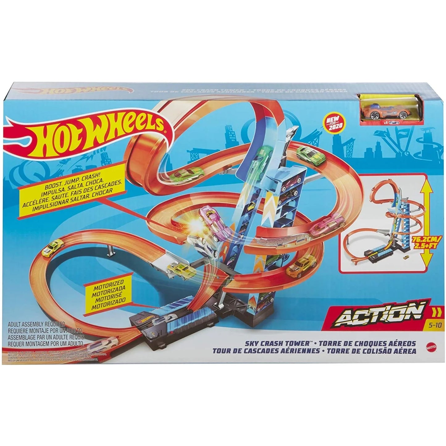 Action Sky Crash Tower Track Motorized Racing Playset I81629