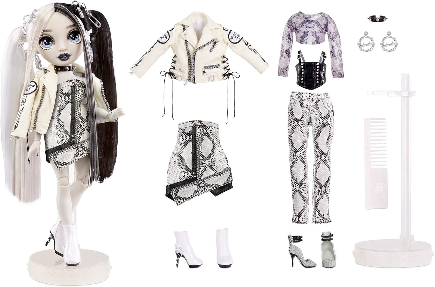 Grayscale Fashion Doll with 2 Grey Outfits and Accessories I51862