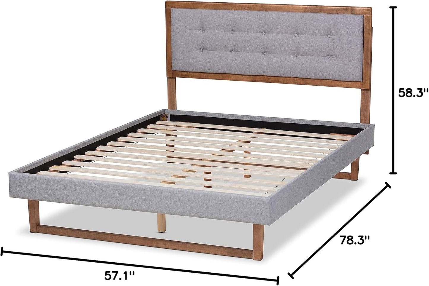 Full Platform Bed, Light Grey/Ash Walnut F85486