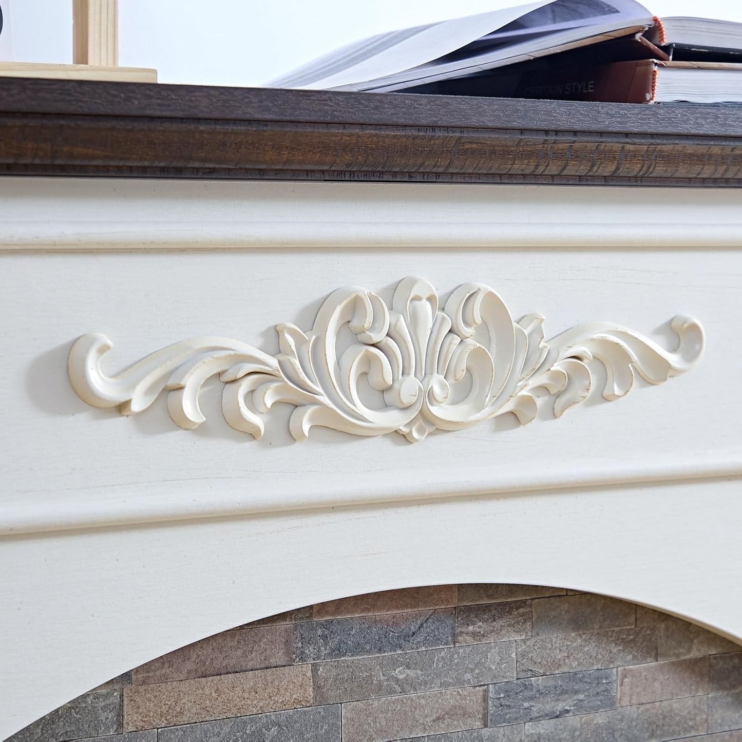 Carved Pilasters Electric Fireplace with Mantel, Freestanding Heater Y63920
