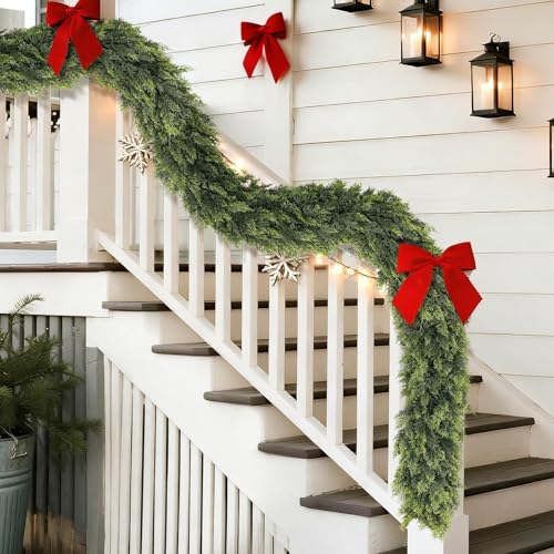 9ft Cedar Garland for Fireplace - Artificial Christmas Garland with Realistic Faux Pine Needles U95208