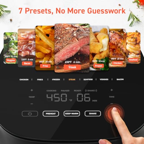 Air Fryer 9-in-1, Compact 5QT, Nonstick Dishwasher-Safe Basket, Gray R3973