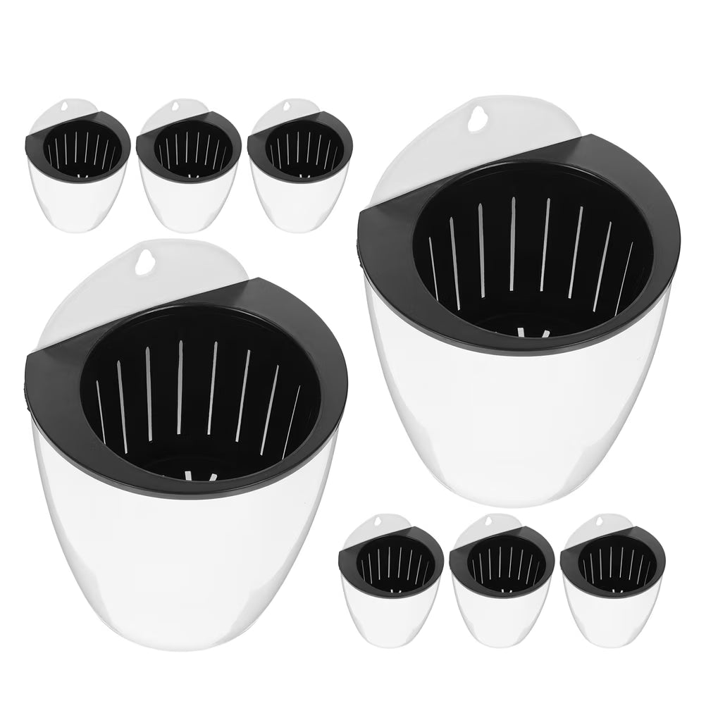 8 Pcs Basket Automatic Water Absorbent Flower Pot 14.00X11.00X9.00CM White