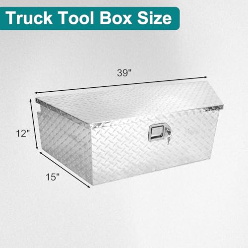 Aluminum Stripes Trailer Tool Box, Waterproof, 39" x 16.5" x 12", Black M957618
