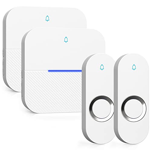 Wireless Doorbell with 2 Buttons and 2 Receivers, Waterproof, 1000ft Range Z6333