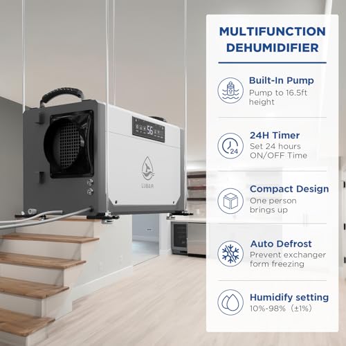 Crawl Space Dehumidifier with Pump for Basement, Drain Hose, 24 Timer N15423