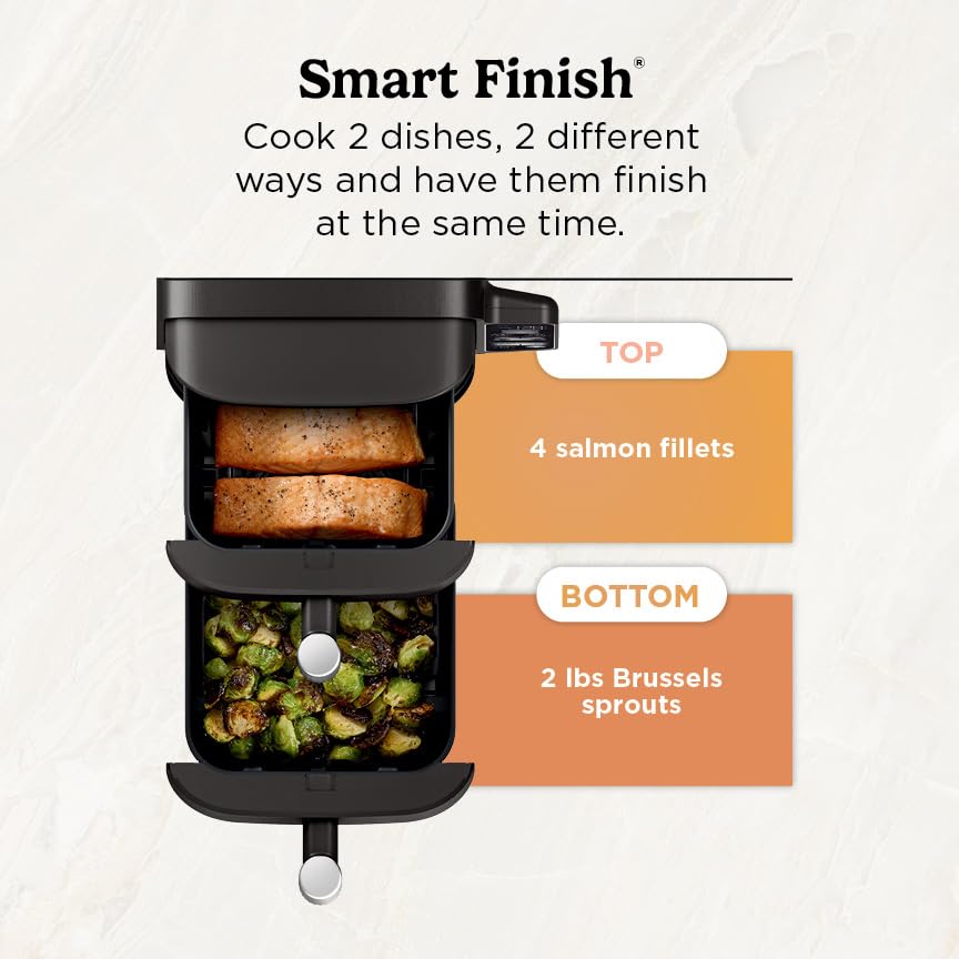 Air Fryer, 8 QT DoubleStack 2-Basket, 6-in-1, Roast & Bake, Dishwasher Safe N927