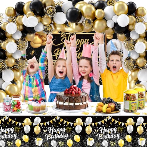 Rose Gold Birthday Party Decorations with Backdrop and Balloon Arch Kit O943