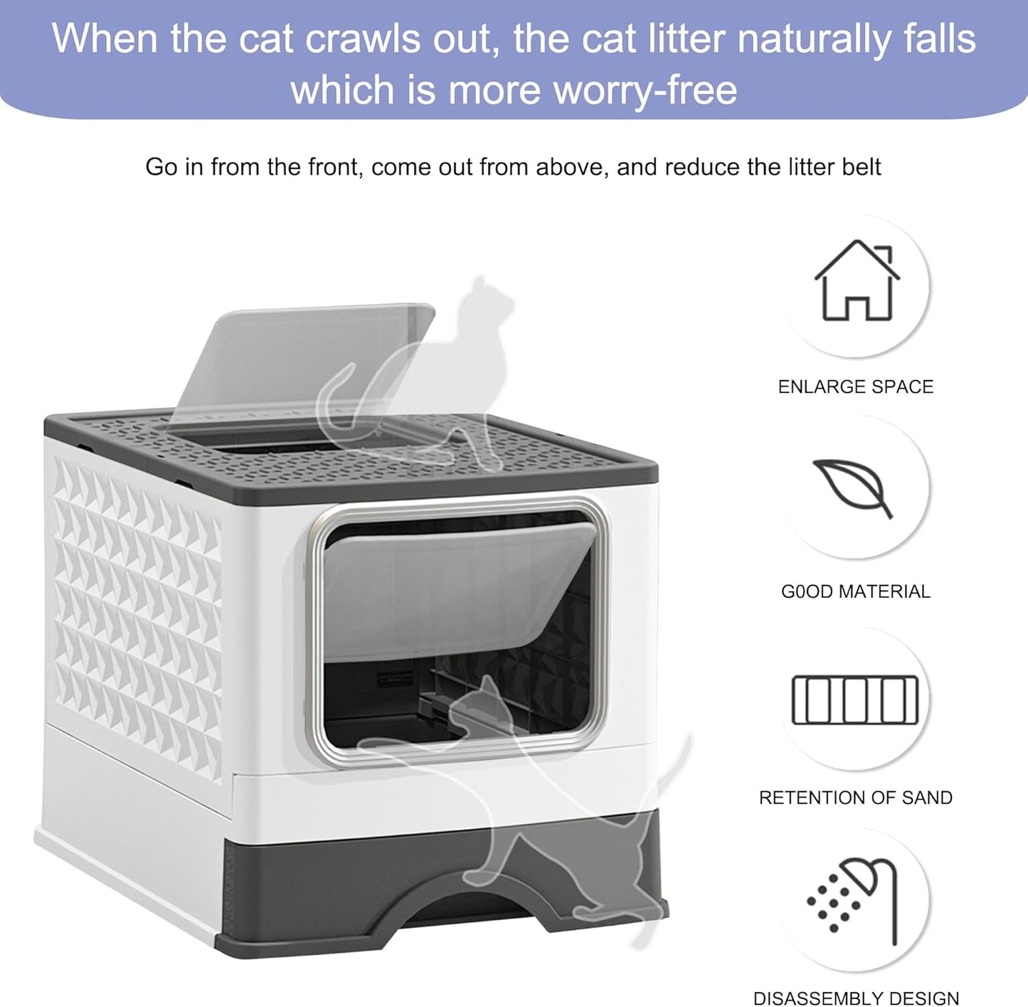 Foldable Cat Litter Box with UV and Litter Scoop G965134