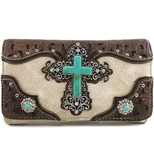 Justin West Cross Angel Wings Concealed Carry Handbag Purse Crossbody Messenger Bag and Wallet