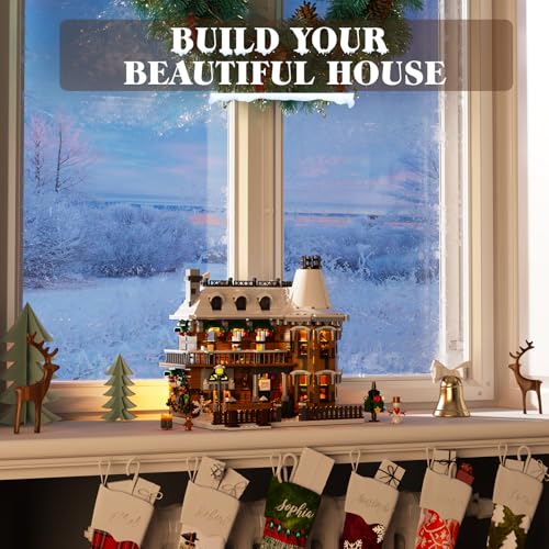 Christmas Snow House Building Blocks Toy with LED Light, 1549 Pieces T581